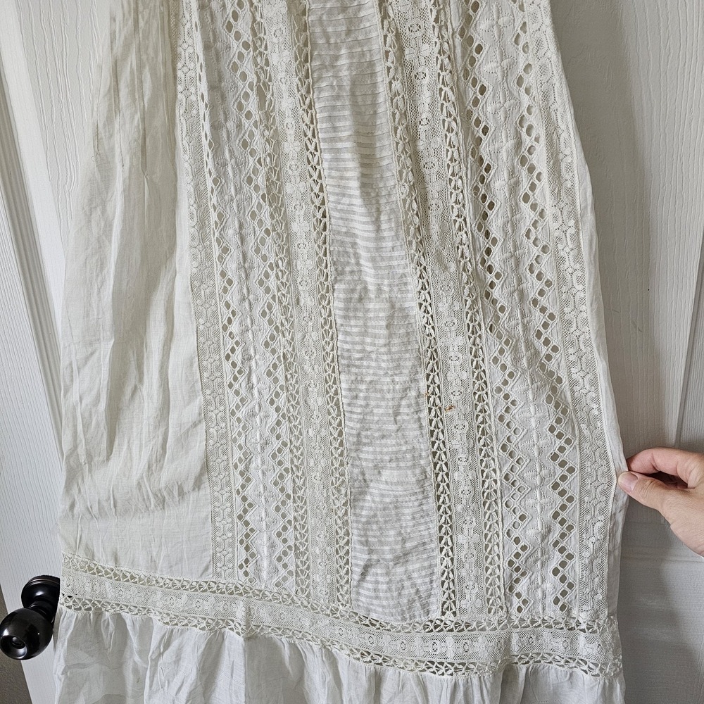 1900s Antique Edwardian White Summer Garden Lawn Dress Lace Linen Tea Gown #68 - Picture 6 of 14